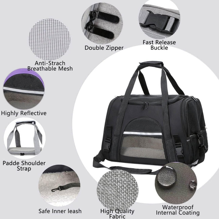 kleine Hunde Transportbox,transportbox Katze, Atmungsaktive und Faltbare Hundebox mit Verstellbarem,