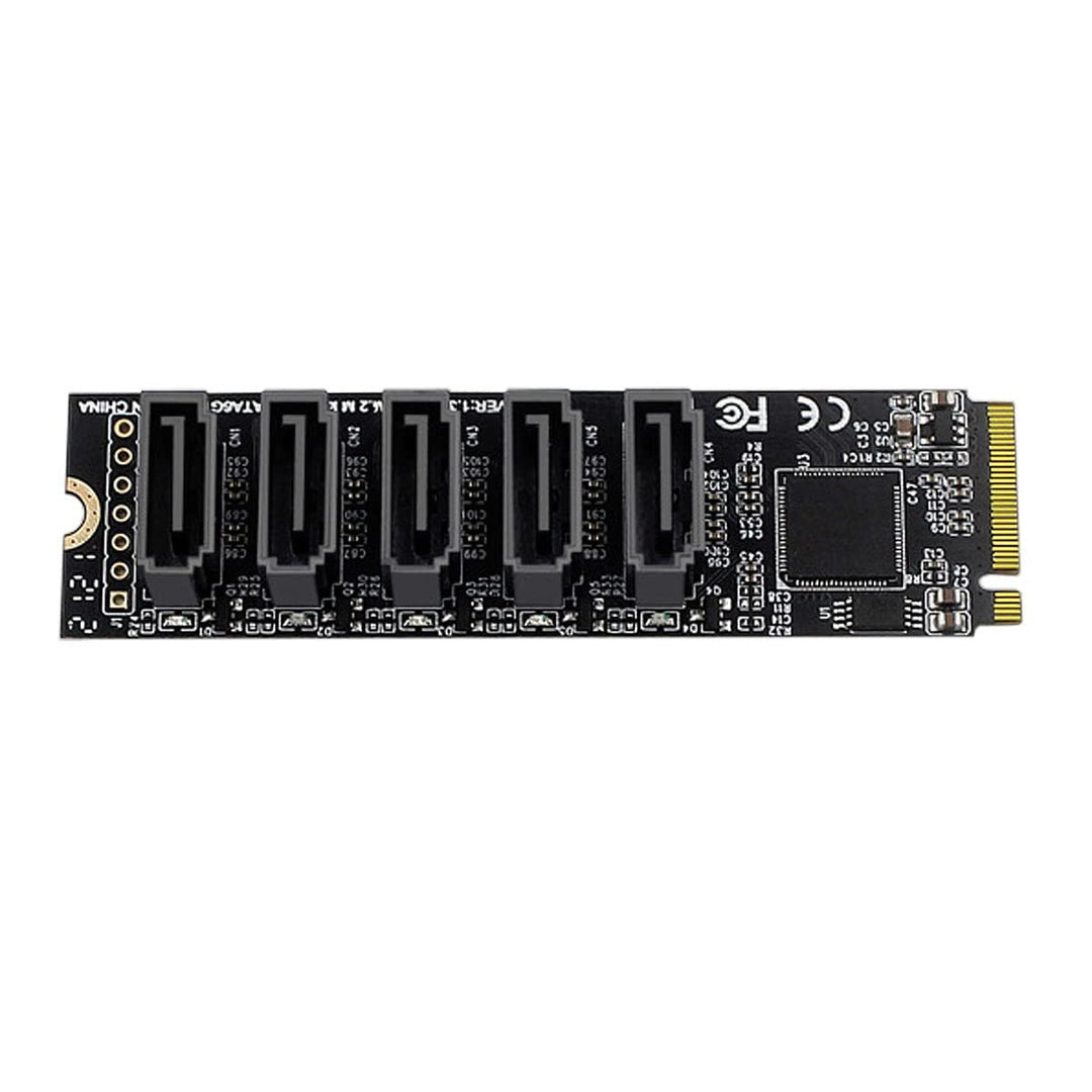cablecc NGFF NVME M-Key PCI Express auf SATA 3.0 6 Gbps 5 Ports Adapter Konverter Festplattenerweite
