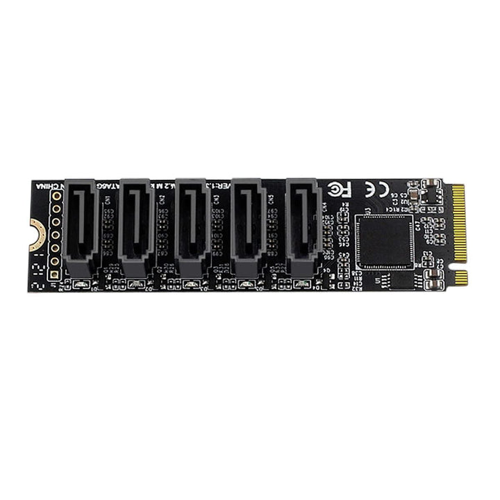 cablecc NGFF NVME M-Key PCI Express auf SATA 3.0 6 Gbps 5 Ports Adapter Konverter Festplattenerweite