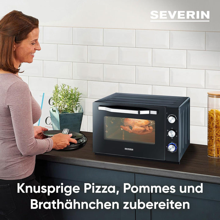 SEVERIN XXL Back- und Toastofen mit Umluftfunktion, Backofen mit Grillrost, Backblech, Drehspiess un