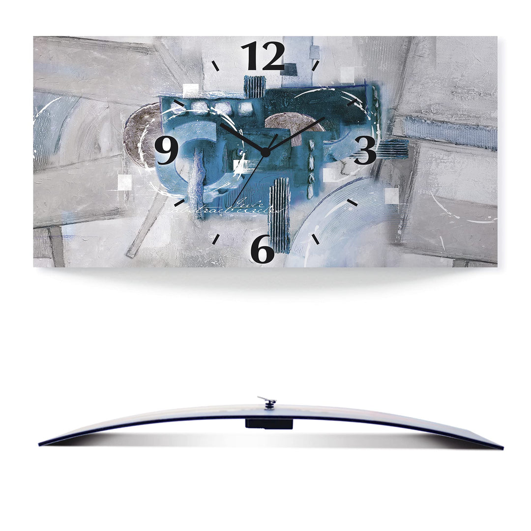ARTLAND Wanduhr ohne Tickgeräusche Alu Quarzuhr lautlos 60x30 cm Rechteckig Abstrakte Bilder Modern