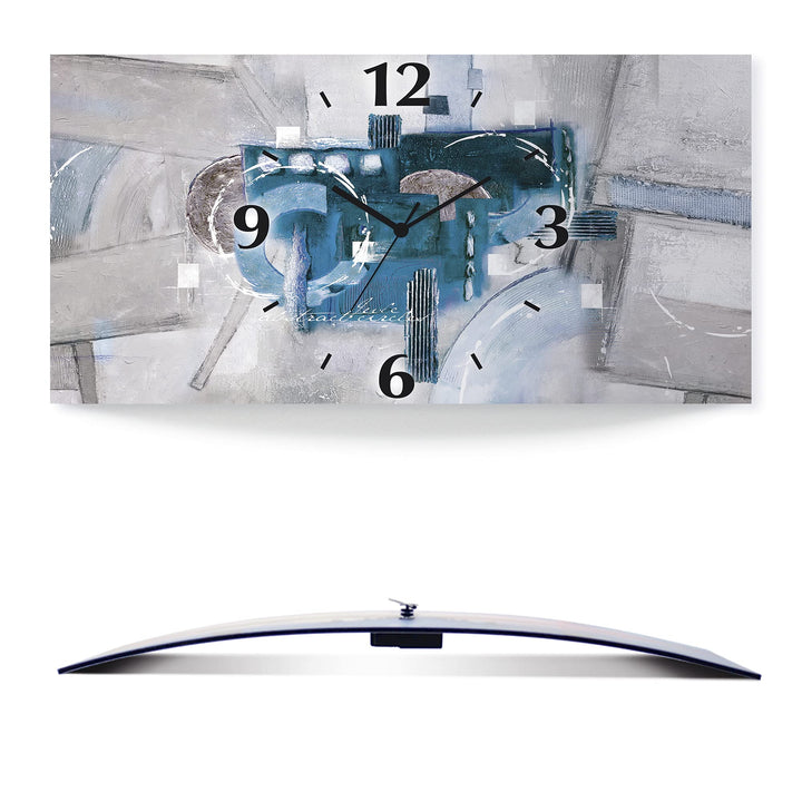 ARTLAND Wanduhr ohne Tickgeräusche Alu Quarzuhr lautlos 60x30 cm Rechteckig Abstrakte Bilder Modern