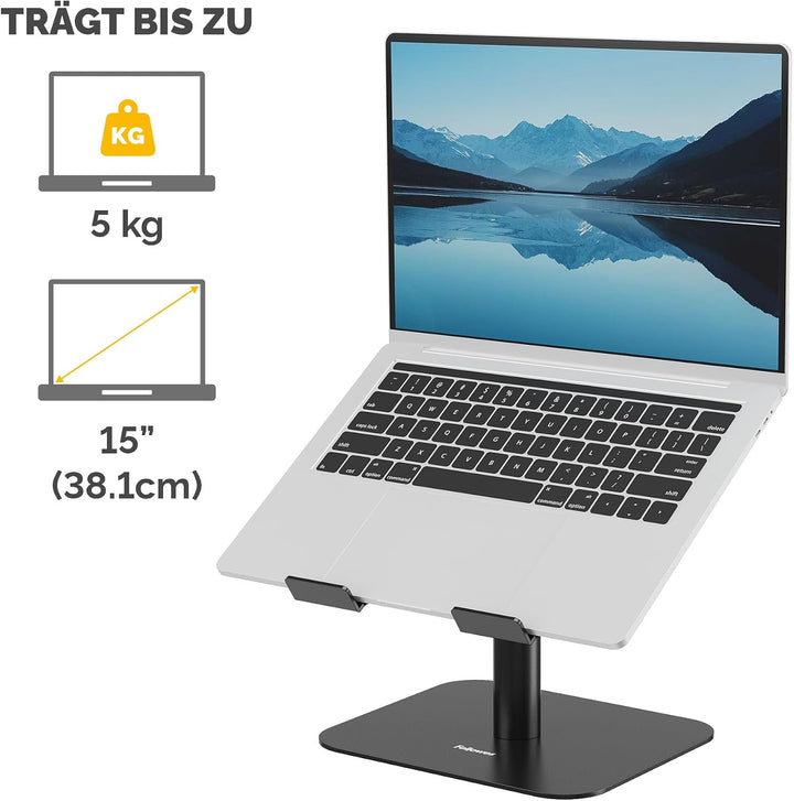 Fellowes Alumia™ Laptopständer – Schwarz – Ergonomisch, höhen- &amp; neigungsverstellbar – Aus recycelte