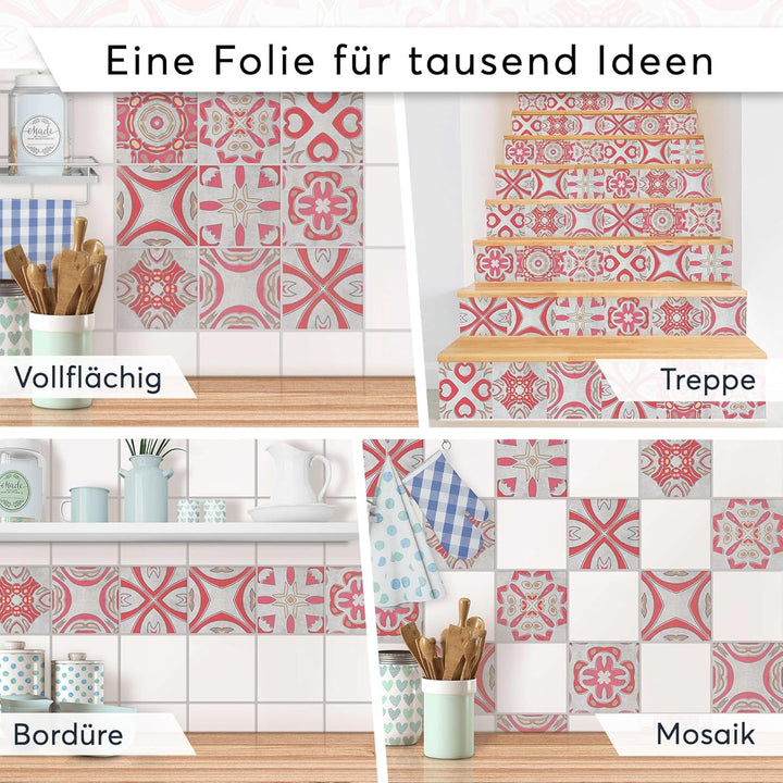 50 Stück Fliesenfolie für Küche und Bad 15x15 cm - Mosaikfliesen, Fliesensticker - selbstklebende Fl