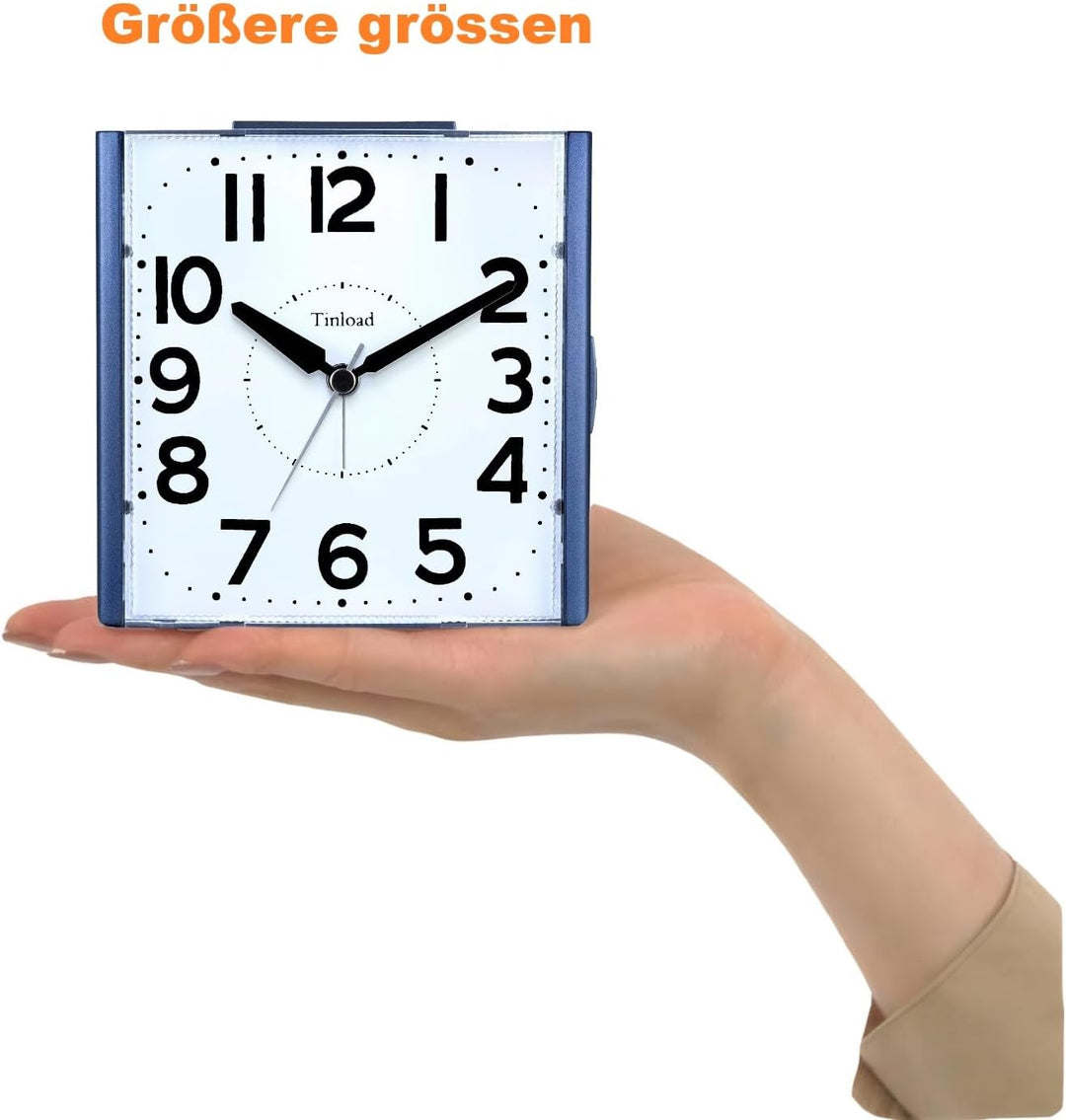 Tinload Analog Seniorenwecker mit Nachtlicht, 4.7 Zoll grosses Zifferblatt, Tischuhr mit Schlummerfu