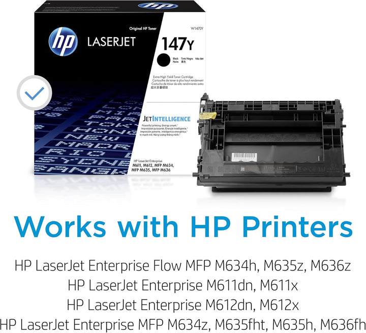 HP 147Y (W1470Y) Schwarz Original Toner mit extra hoher Reichweite für HP LaserJet Enterprise M611,