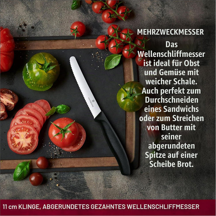 Victorinox Swiss Classic, Küchenmesser Set, 3teilig, Gemüse-, Tomaten- und Frühstücksmesser, Robuste