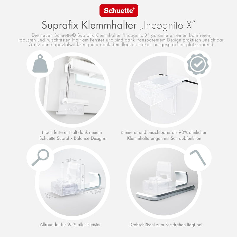 Schuette® Plissee ohne Bohren ● Premium Kollektion: White Day (Weiss) ● 80x130cm (Breite x Höhe) ● S
