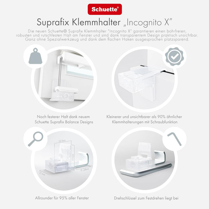 Schuette® Plissee ohne Bohren ● Premium Kollektion: White Day (Weiss) ● 130x100cm (Breite x Höhe) ●