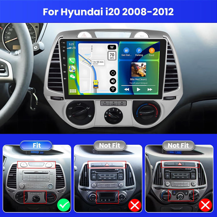 Radio für Hyundai i20 2008-2012 Android 15 2+64G mit Wireless CarPlay Android Auto, 9 Zoll Bildschir