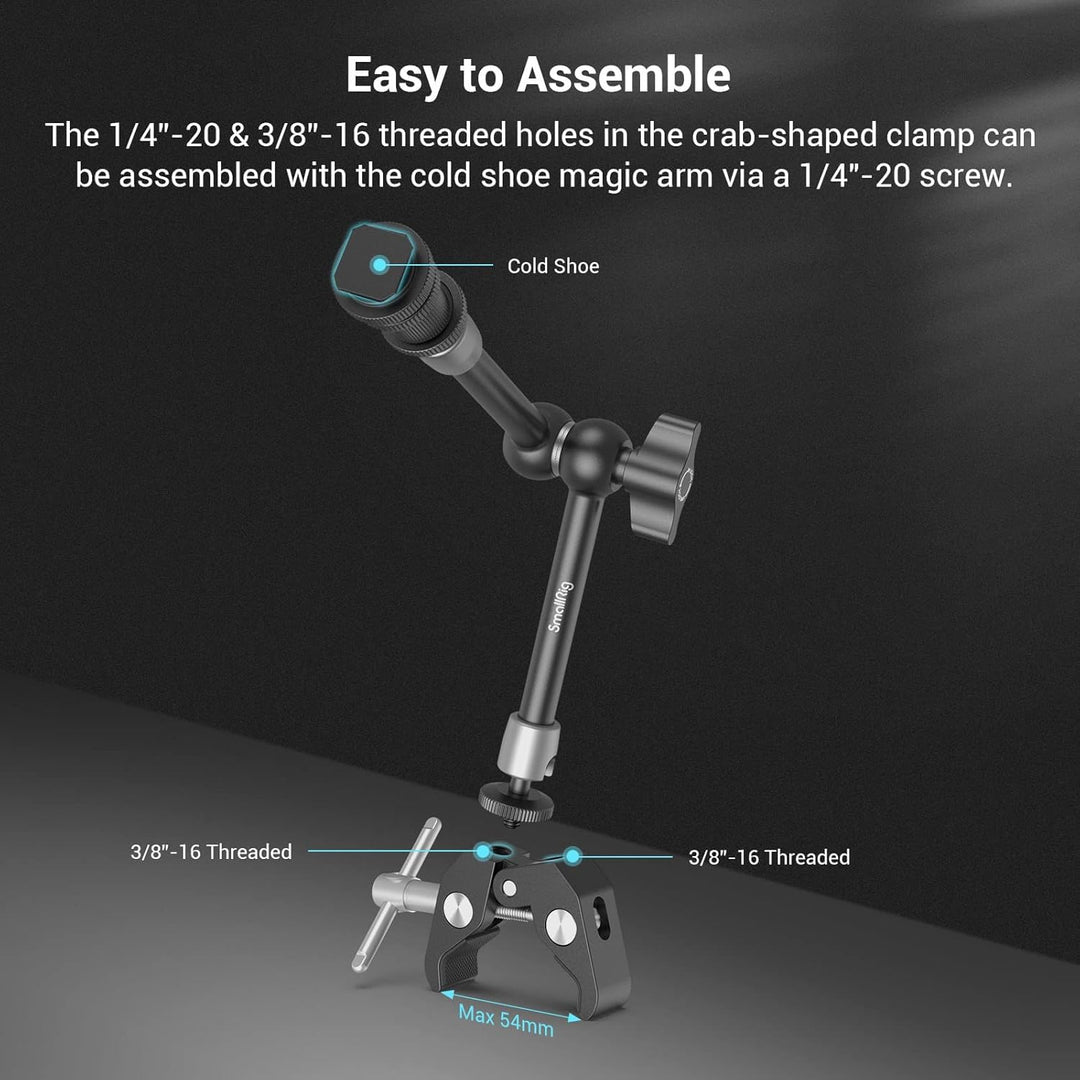 SMALLRIG Super Clamp und Magic Arm (11") mit Kaltschuhhalterung für Monitor, LED-Licht, Mikrofon - 3