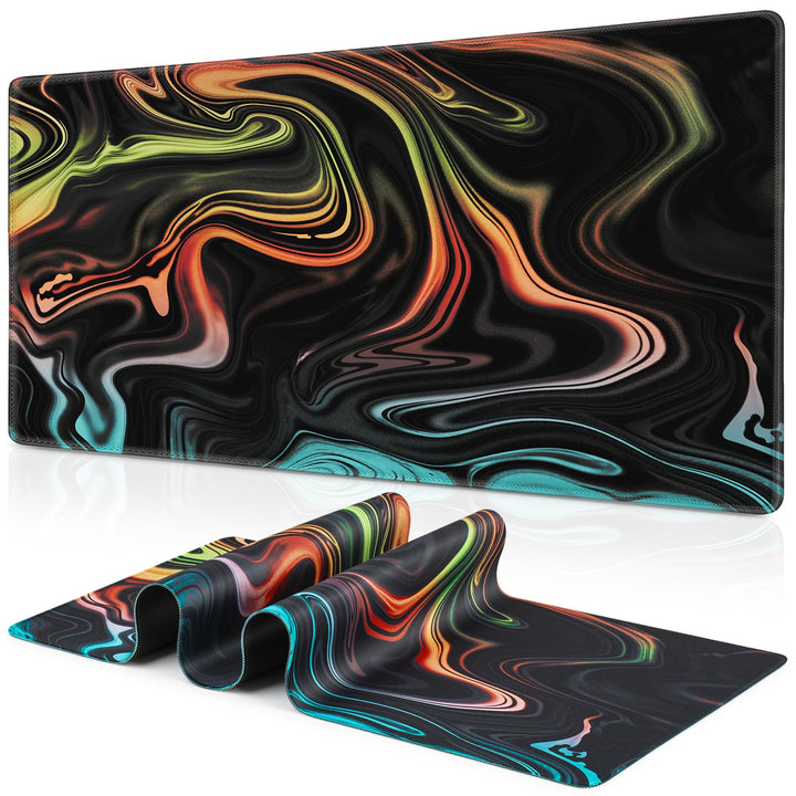 Abetcabe Gaming Mauspad XXL, Mousepad 900 x 400mm, Fluid Art Mauspad gross Vernähte Kanten WassXerdi