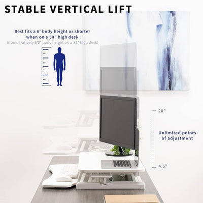 VIVO 32 Zoll Stehpult-Konverter, höhenverstellbarer Aufsatz, Sitz-Steh-Arbeitsplatz für Zwei Monitor