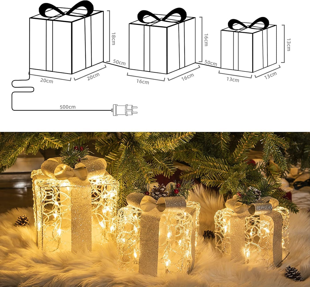 DELICHTER LED Weihnachtsdeko, 3PK Boxen weiss Acryl Weihnachten Boxen Lichter für Innen Aussen beim