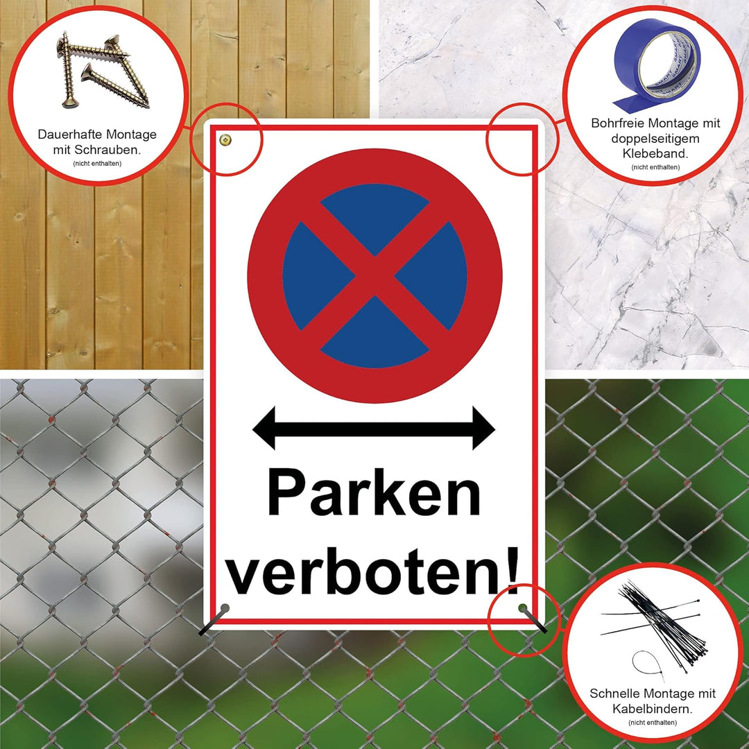 5 Stück XXL Absolutes Halteverbot Schild 40 x 30 cm Alu 3mm Alu-Dibond stabile Aluminiumverbundplatt