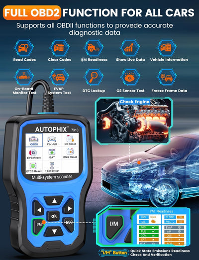 AUTOPHIX 7310 Vollständiges System OBD2 Diagnosegerät Kompatibel mit Land Rover, Volle Funktionen OB