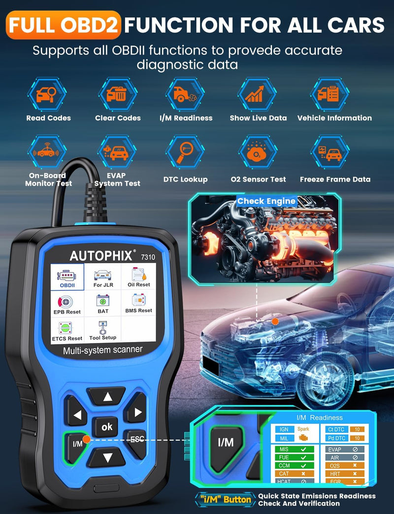 AUTOPHIX 7310 Vollständiges System OBD2 Diagnosegerät Kompatibel mit Land Rover, Volle Funktionen OB