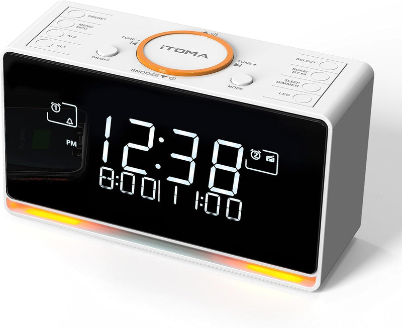 iTOMA DAB Radiowecker (DAB, UKW, Uhrenradio, Wecker mit Zwei einstellbaren Weckzeiten, Snooze-Funkti