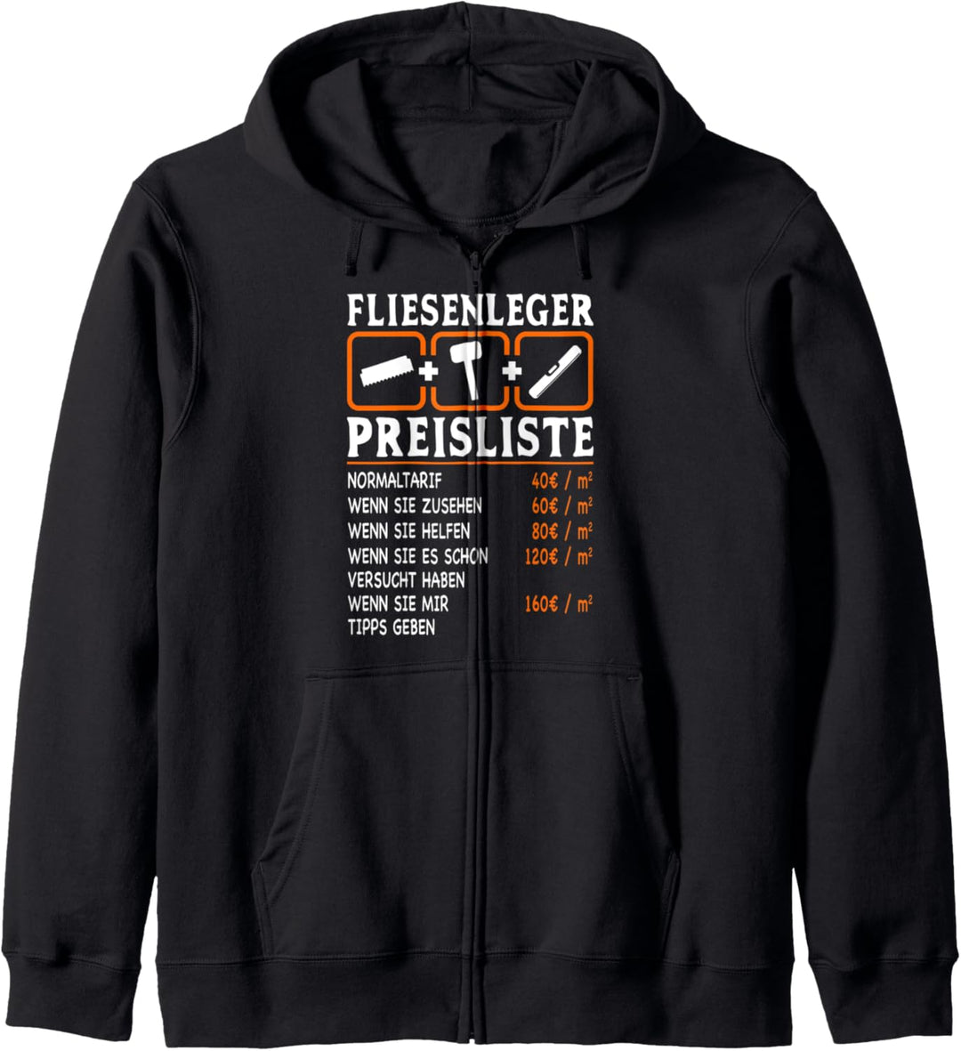 Fliesenleger Preisliste Stundenlohn Kapuzenjacke