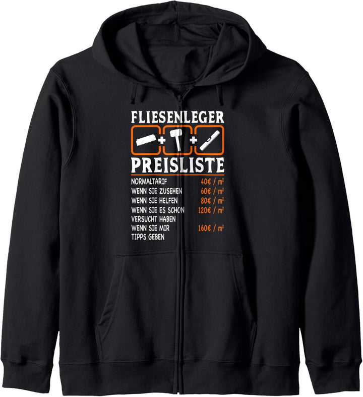 Fliesenleger Preisliste Stundenlohn Kapuzenjacke