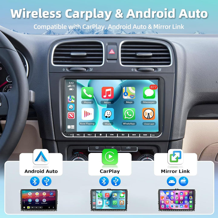 Carplay Autoradio für VW Passat B6 T5 Golf 5 6 Polo 6R Tiguan T5 Jetta Seat Skoda - 2+64G Android Au