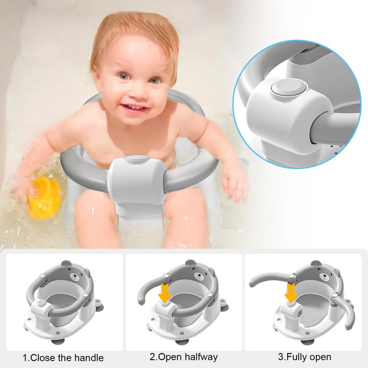 Baby Badewannensitz mit Bären-Design, rutschfest durch 4 Saugnäpfe, gepolsterter Sitz, BPA-frei & sc