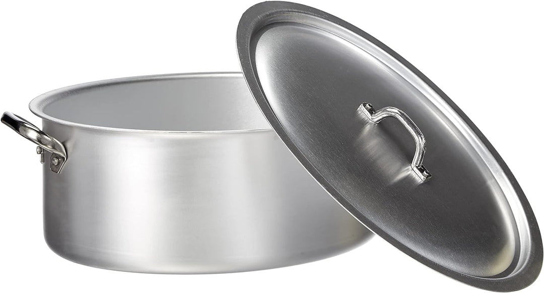 Pentole Agnelli Kochtopf oval mit Deckel, aus Aluminium, mit 2 Griffen aus Edelstahl, Silber 34x23x1