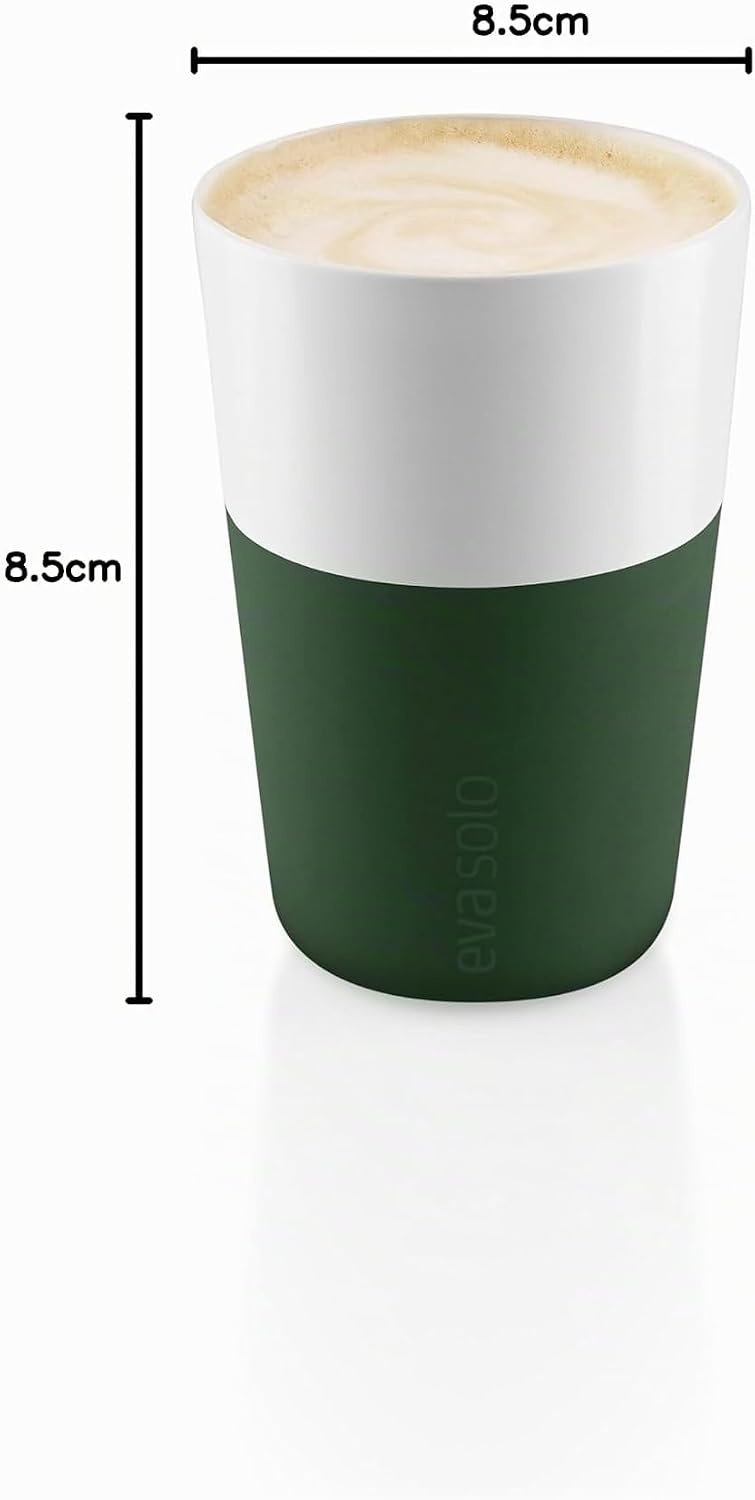 EVA SOLO | 2 Cafe Latte-Becher Emerald green |Gut zu halten durch Silikonbeschichtung | Emerald gree