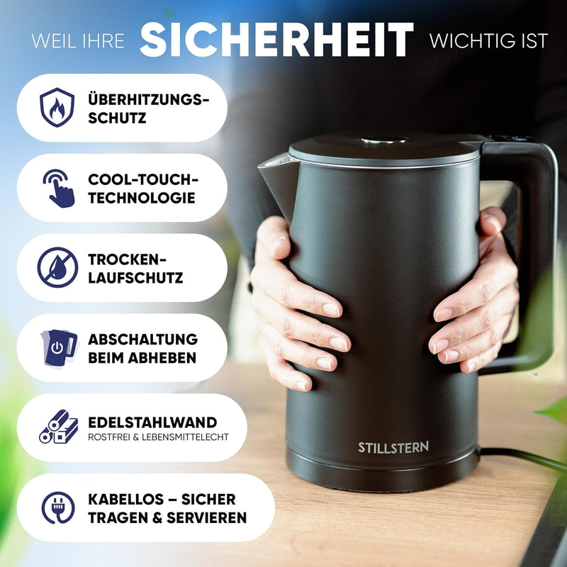 Stillstern Wasserkocher mit Temperatureinstellung [1,7L | 40-55-70-85-100°C], 12 Std. Warmhalten, Pr