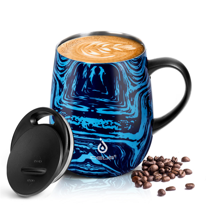 Ideus Kaffeebecher 470 ml (16 oz), doppelwandige vakuumisolierte Kaffee- und Teetasse aus Edelstahl