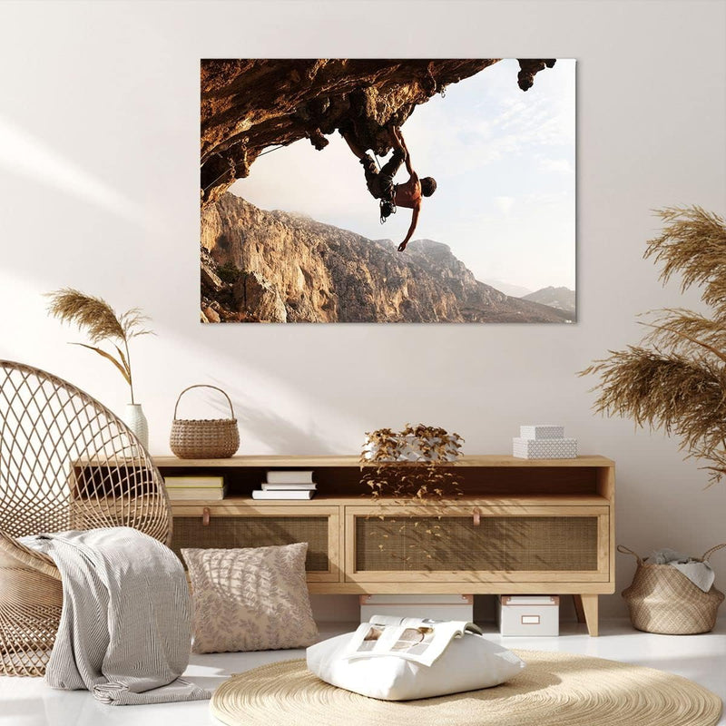 Bilder auf Leinwand 100x70cm Leinwandbild Klettern extrem berge griechenland Gross Wanddeko Bild Sch