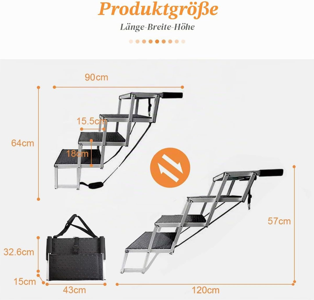 hundetreppe grosse Hunde - Hundetreppe Auto 4 Stufen - Klappbare Aluminium Hundetreppe Ultra-Leicht