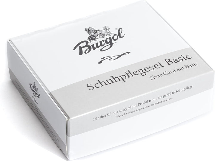 Burgol Schuhpflegeset Basic mit Schuhpomade, Schuhwachs, Rosshaarbürsten und Poliertuch: Farbe: Mitt