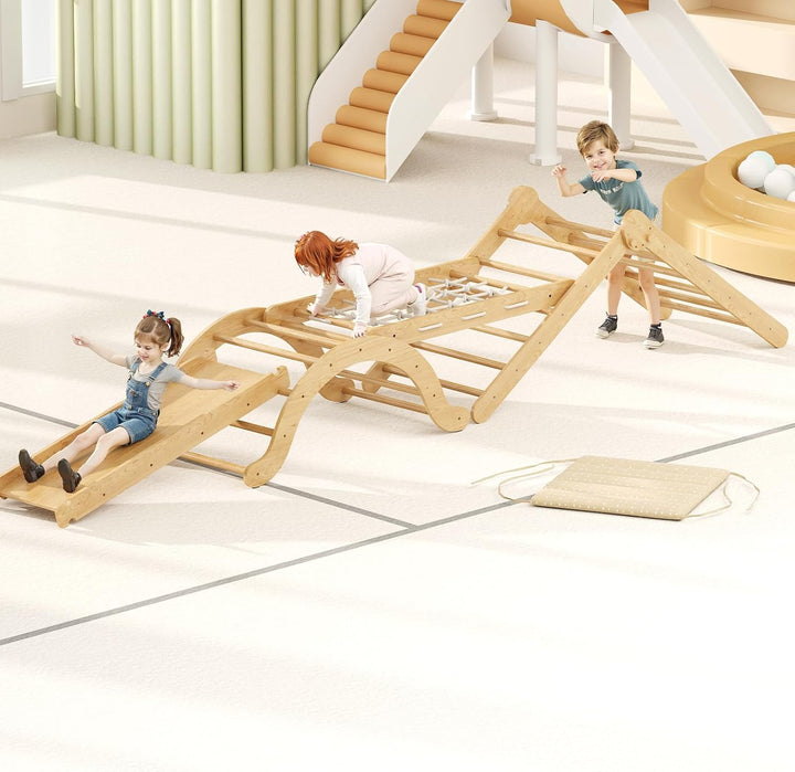 5-in-1 Indoor-Klettergerüst für Kleinkinder, Montessori-Klettergerüst-Set mit Kletterdreieck, Bogen,