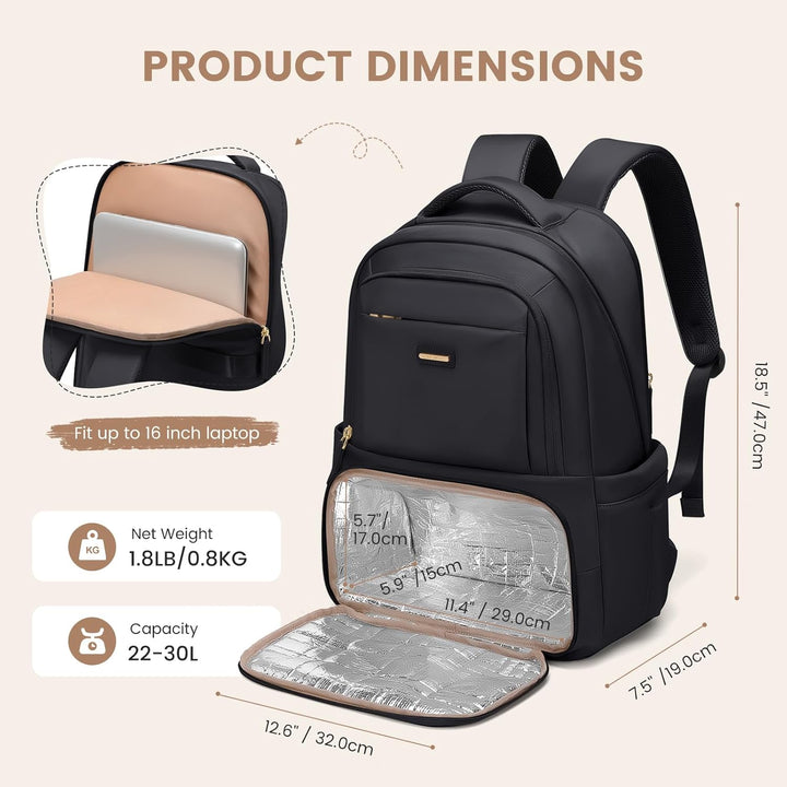 GOLF SUPAGS Lunch Rucksack, 16 Zoll Laptop Rucksack Schulrucksack mit Lsoliertes Kühltasche für Arbe