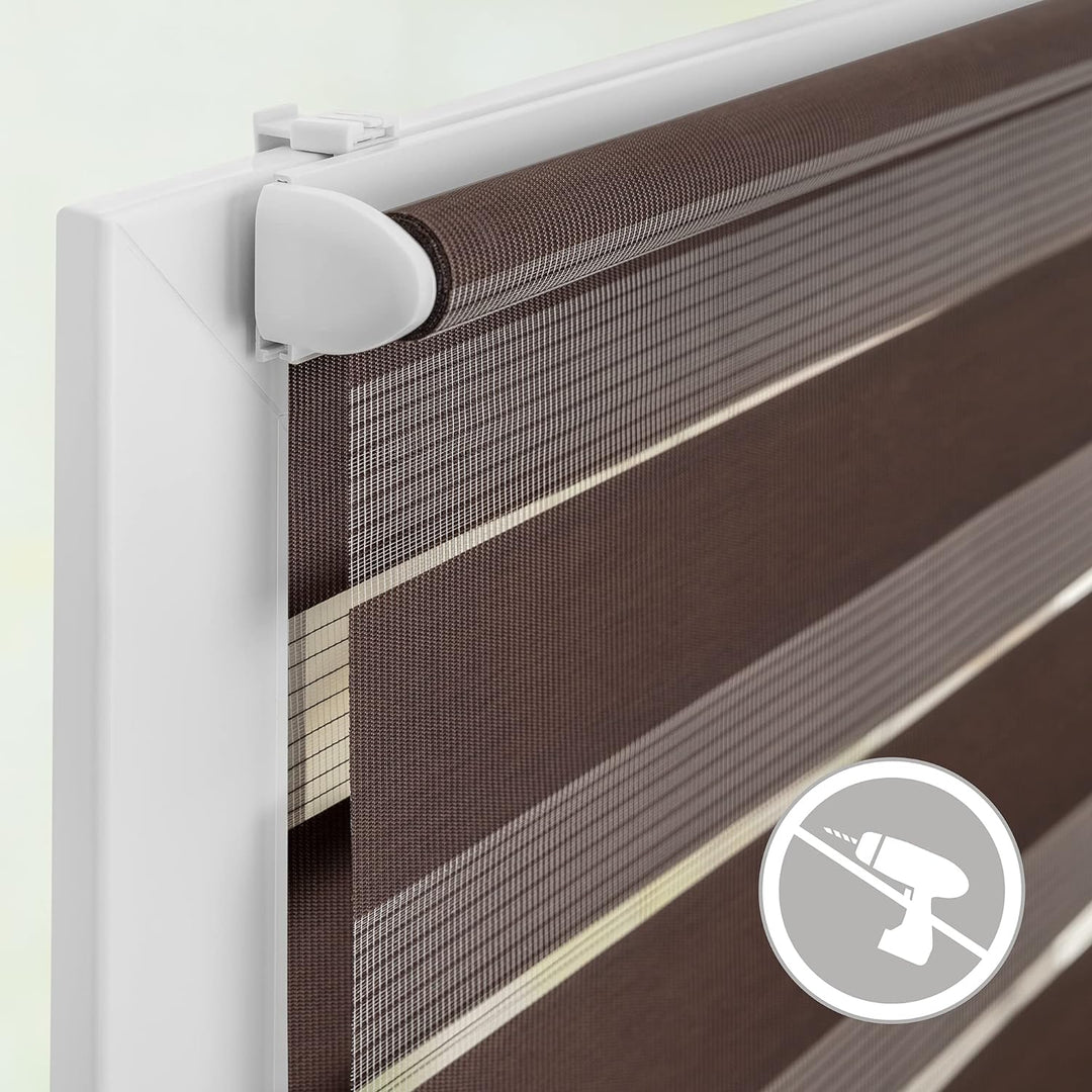 Lichtblick Doppelrollo Klemmfix ohne Bohren, Streifen, Blickdicht, Klemmträger-Montage, Sichtschutz,