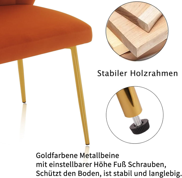 Sepnine® Esszimmerstühle Samt 4er Set, Moderner Küchenstuhl, Polsterstuhl Esszimmer, Ergonomischer E