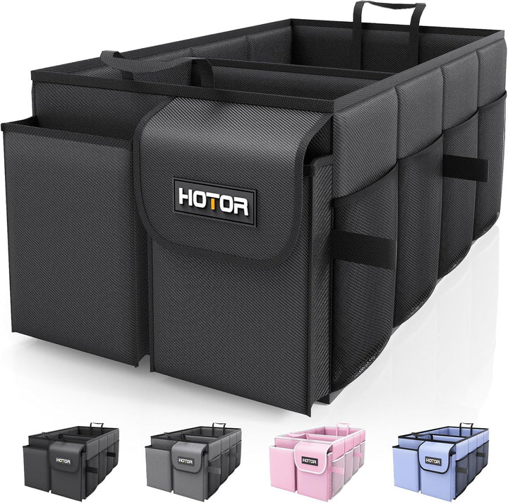 HOTOR Kofferraum Organizer – Faltbarer Auto Kofferraum Organizer mit 2 Fächern, Stabiler Auto Organi