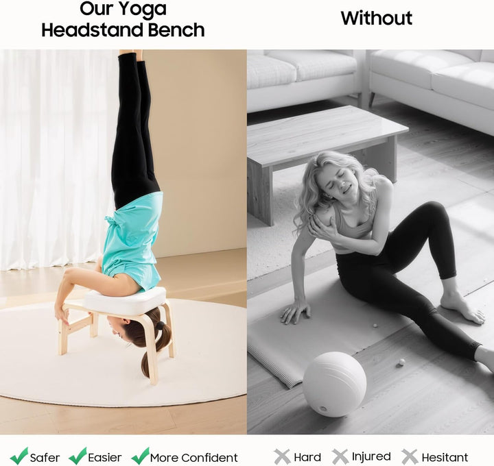 Yoga Kopfstandhocker Inversion Bank Classic White – Rutschfester Yoga Hocker für Safes Rückentrainin