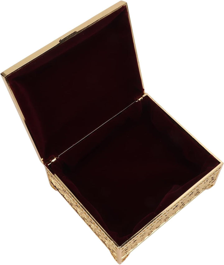 Schmuckkästchen, 12,5x10,5x5,5cm Vintage Rosenmuster Schatulle geprägt einlagig Klappdeckel Zinklegi