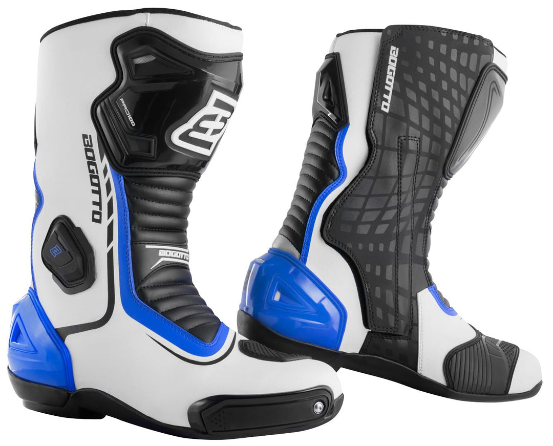 Bogotto Race-X Motorrad Stiefel, weiss/blau/schwarz, 40 40 EU Weiss Blau Schwarz, 40 EU Weiss Blau S