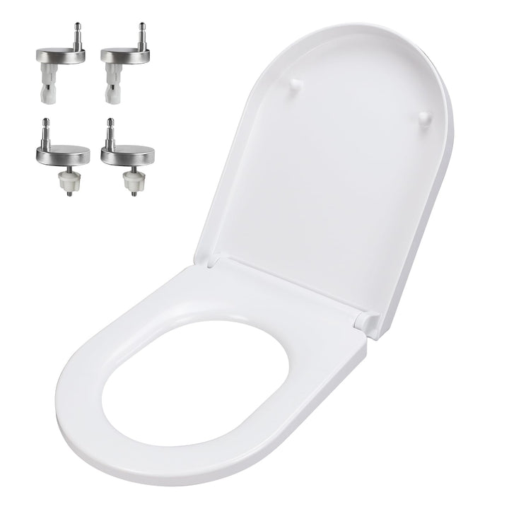 WC Sitz D Form mit Absenkautomatik, Toilettendeckel aus Duroplast, Toilettensitz mit Schnellverschlu