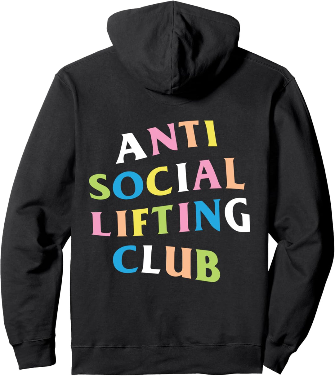 Anti Social Lifting Club: Regenbogen-Logo (vorne + hinten) Pullover Hoodie