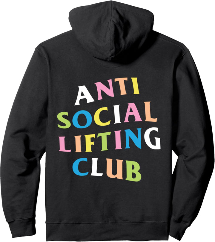 Anti Social Lifting Club: Regenbogen-Logo (vorne + hinten) Pullover Hoodie