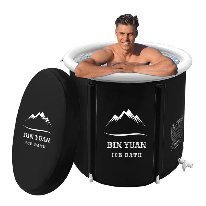 Faltbare Eisbad Badewanne mit Abdeckung 80cm Ø Large Aufblasbare Eisbaden Badewanne Erwachsene Eisfa