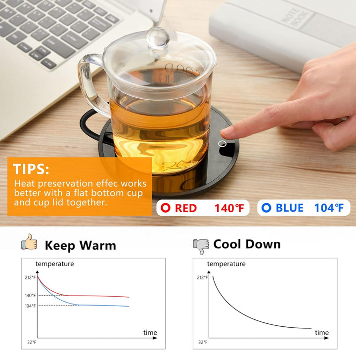 GARMEE Elektrischer Kaffeewärmer kaffetasse warmhaltend - Smart Schreibtisch Tassenwärmer mit 2 Temp