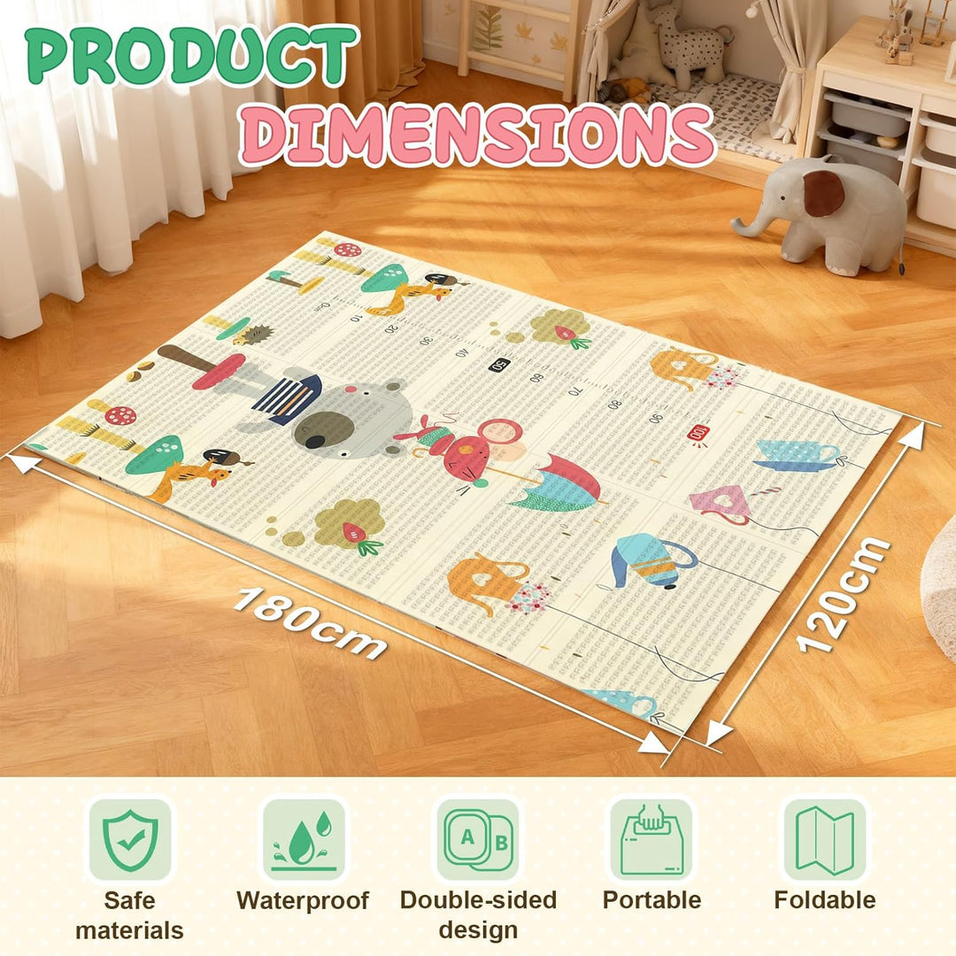 Soontrans Krabbelmatte Baby, Spielmatte Baby Faltbar, 180x120x1cm, Play Mat for Babies Doppelseitige