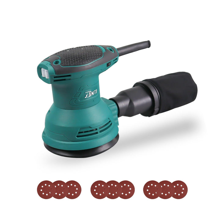 DNTI Exzenterschleifer 350W, 125mm Schleifmaschine 5,000-13,000 U/min mit 6-stufige Drehzahlregelung