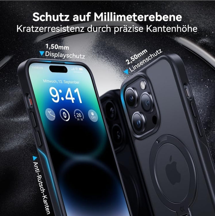 CASEKOO 360° MagicStand (Pro-Version) für iPhone 14 Pro Hülle für MagSafe [Unsichtbarer Ständer] [Mi