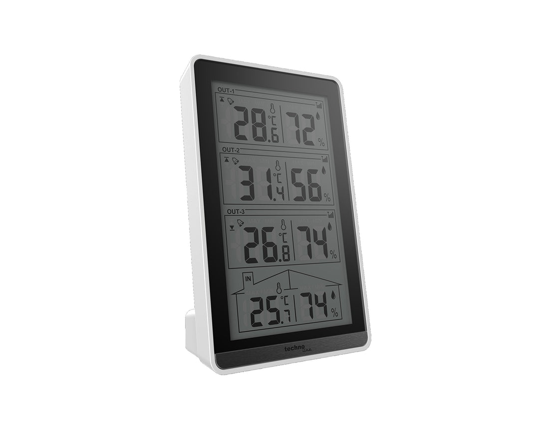 Technoline WS 7060 Temperaturstation, inkl. 3 Sensoren, weiss/schwarz, 8.2 x 4.1 x 13.4 cm, 8.2x4.1x